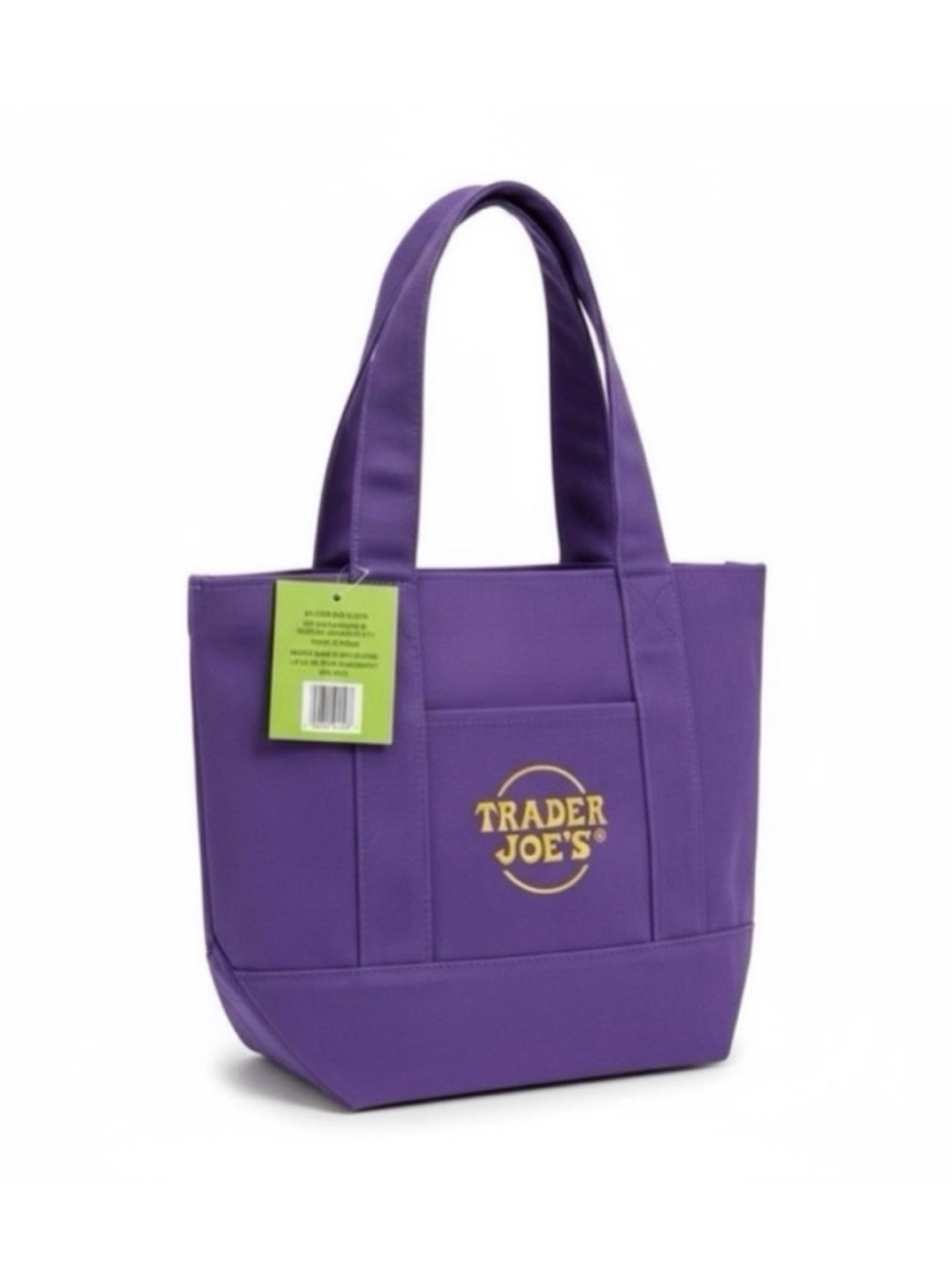Trader Joe's Mini Canvas Tote Bag. Light purple w/ TJ’s logo in green. NWT